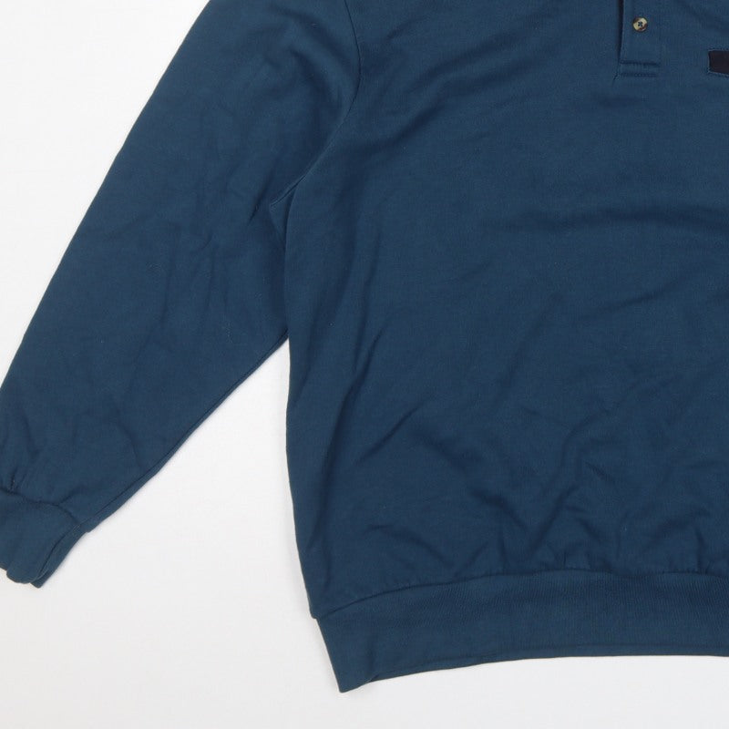Pegasus Men’s Blue L Collared Henley Button Sweatshirt Chest Pocket