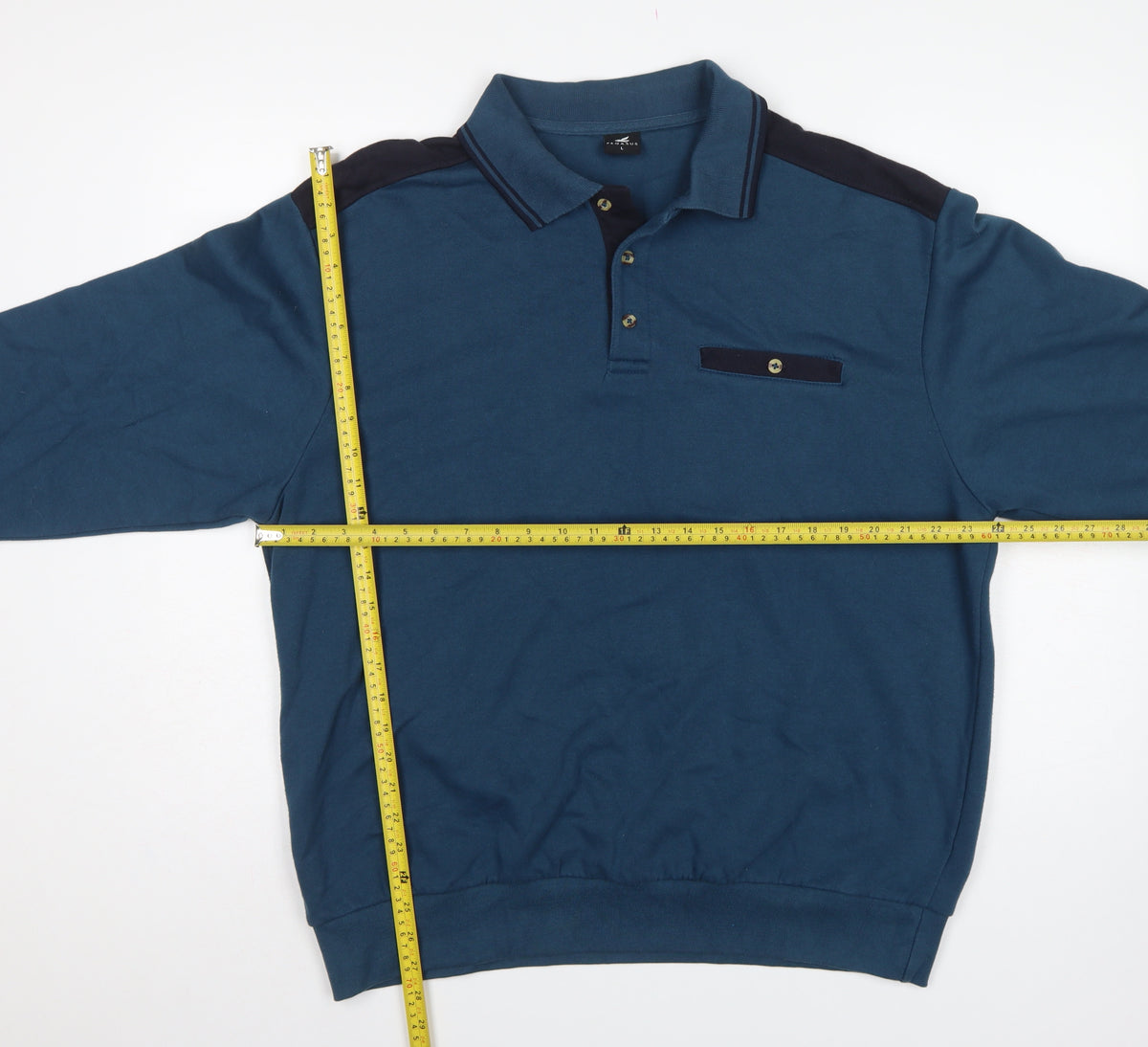 Pegasus Men’s Blue L Collared Henley Button Sweatshirt Chest Pocket