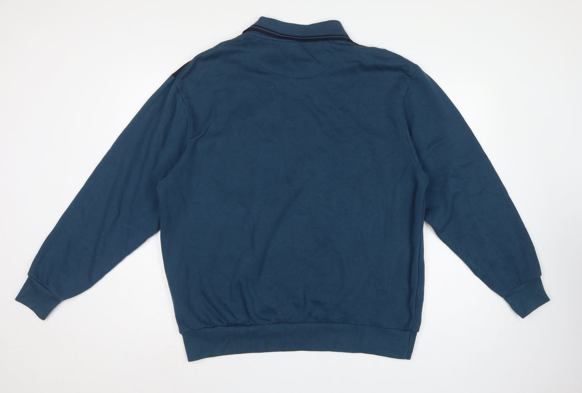 Pegasus Men’s Blue L Collared Henley Button Sweatshirt Chest Pocket