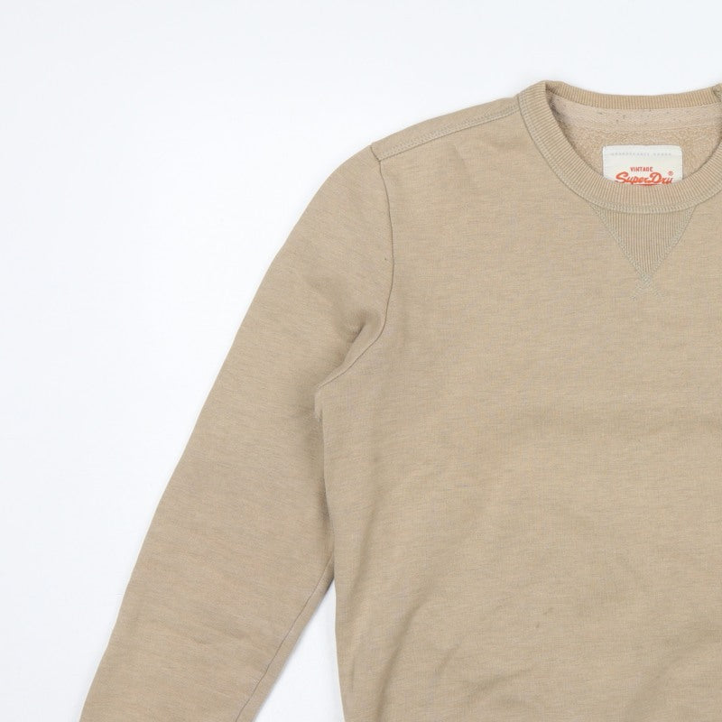 Superdry Men’s Beige L Logo Crew Neck Pullover Sweatshirt