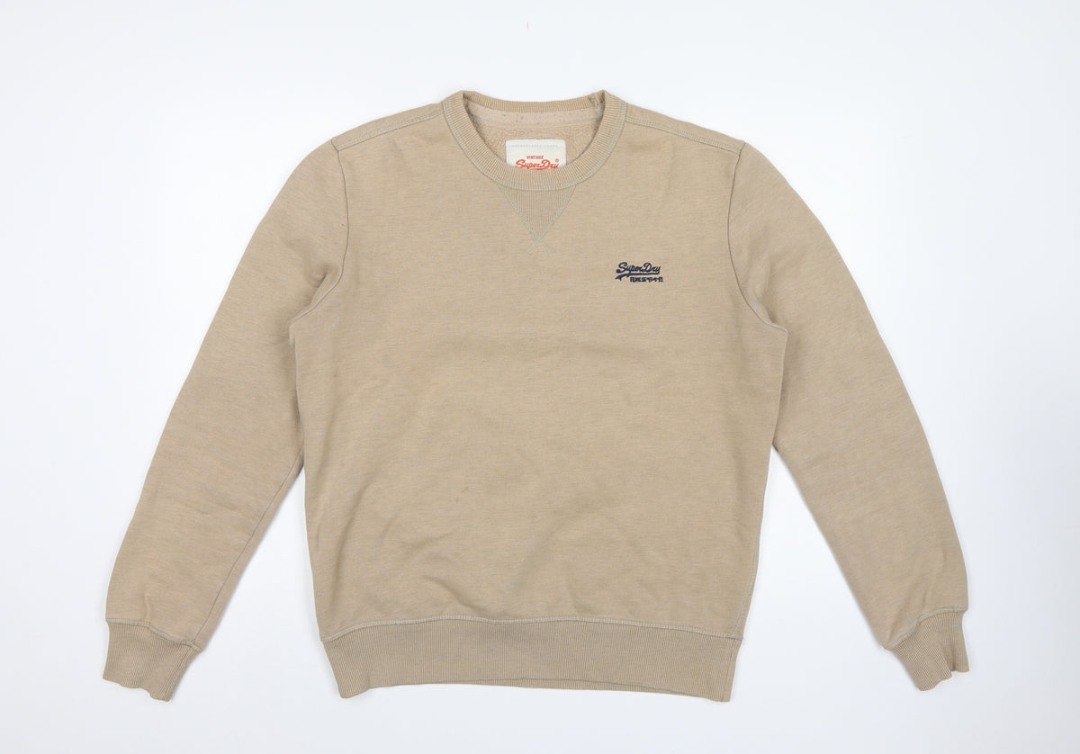Superdry Men’s Beige L Logo Crew Neck Pullover Sweatshirt