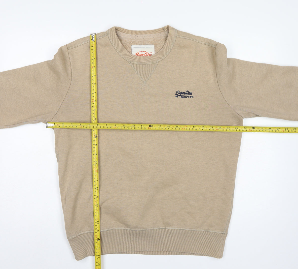 Superdry Men’s Beige L Logo Crew Neck Pullover Sweatshirt