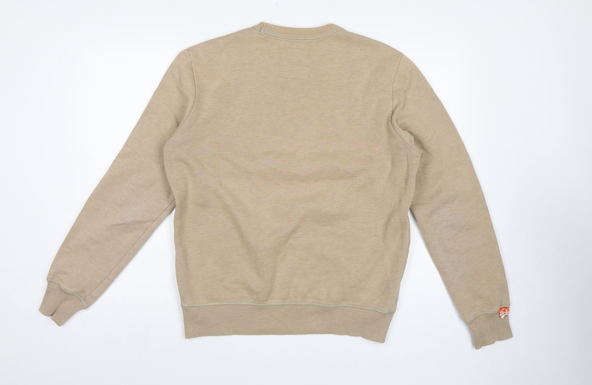Superdry Men’s Beige L Logo Crew Neck Pullover Sweatshirt