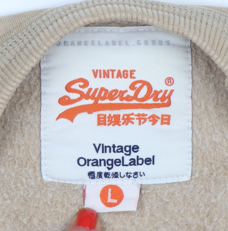 Superdry Men’s Beige L Logo Crew Neck Pullover Sweatshirt