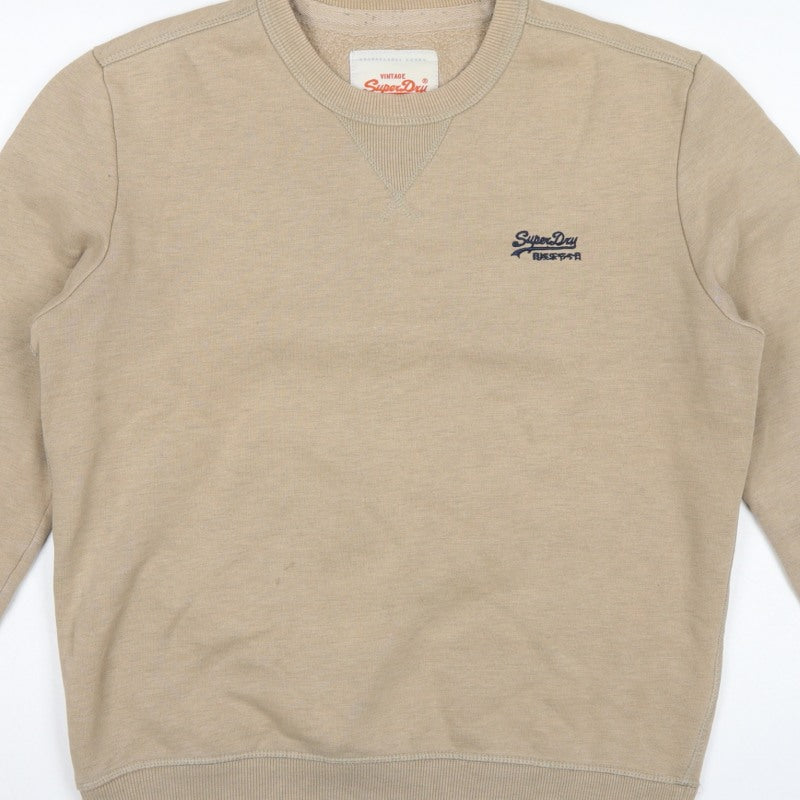 Superdry Men’s Beige L Logo Crew Neck Pullover Sweatshirt