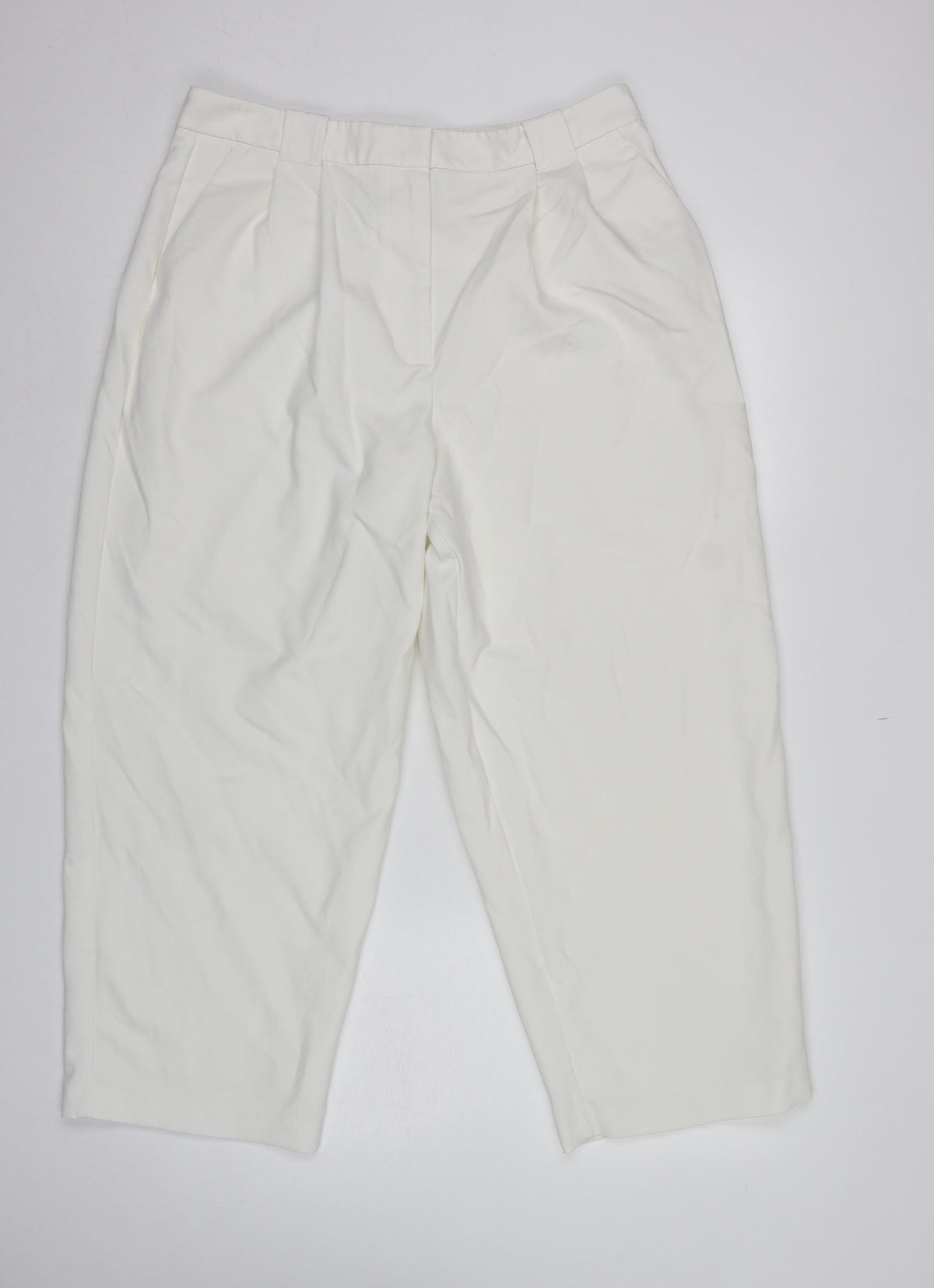 M&S Womens Ivory Size 16 Short Tailored Pleated Work Trousers