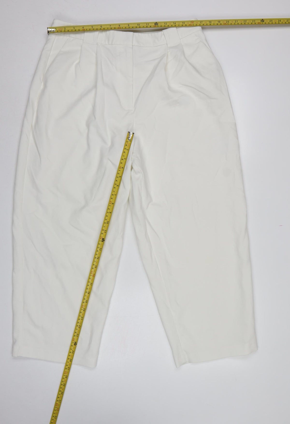 M&S Womens Ivory Size 16 Short Tailored Pleated Work Trousers