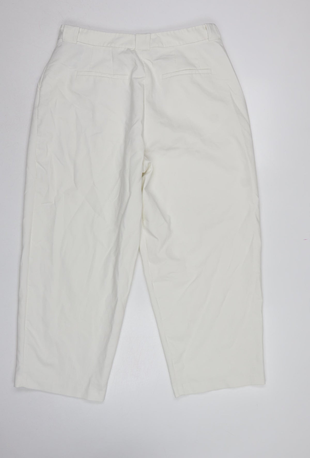 M&S Womens Ivory Size 16 Short Tailored Pleated Work Trousers