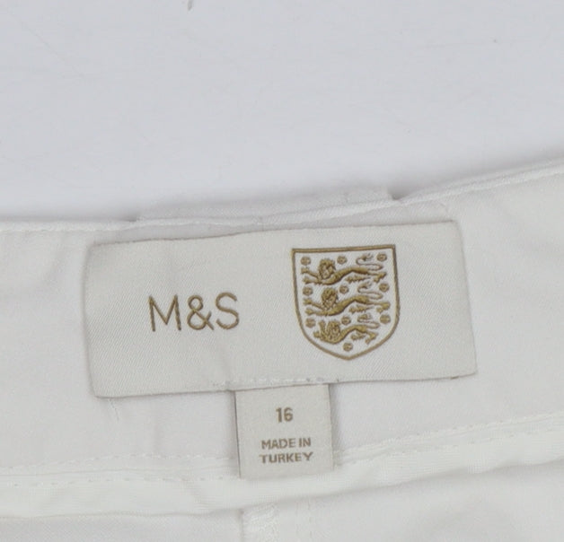 M&S Womens Ivory Size 16 Short Tailored Pleated Work Trousers