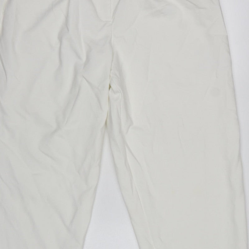 M&S Womens Ivory Size 16 Short Tailored Pleated Work Trousers