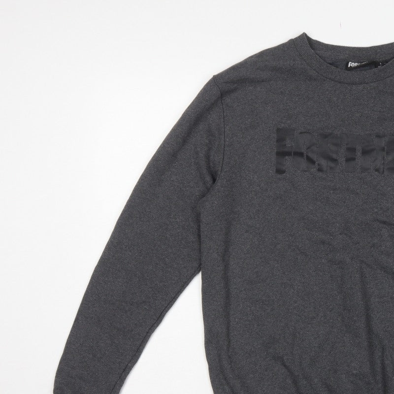 Fortnite Teens Grey Logo Graphic Crew Neck Pullover Sweatshirt L