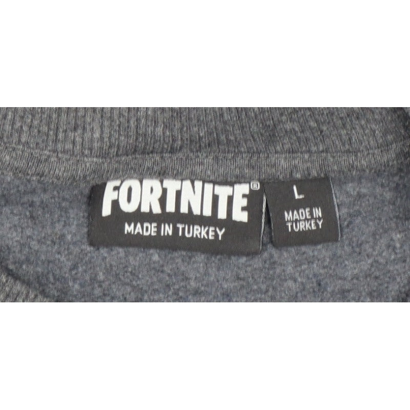 Fortnite Teens Grey Logo Graphic Crew Neck Pullover Sweatshirt L