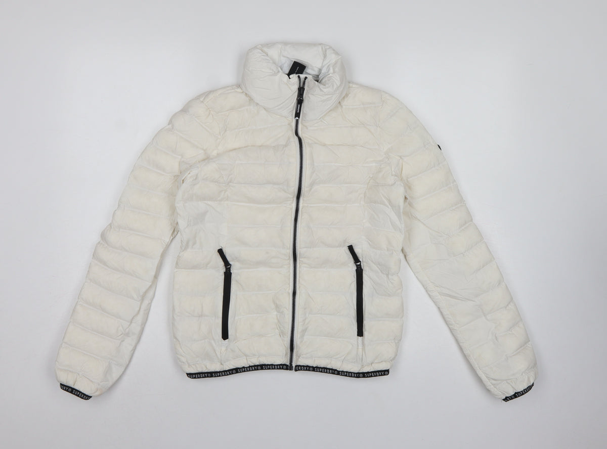 Superdry Women White UK 8 Altitude Puffer Jacket Quilted Zip