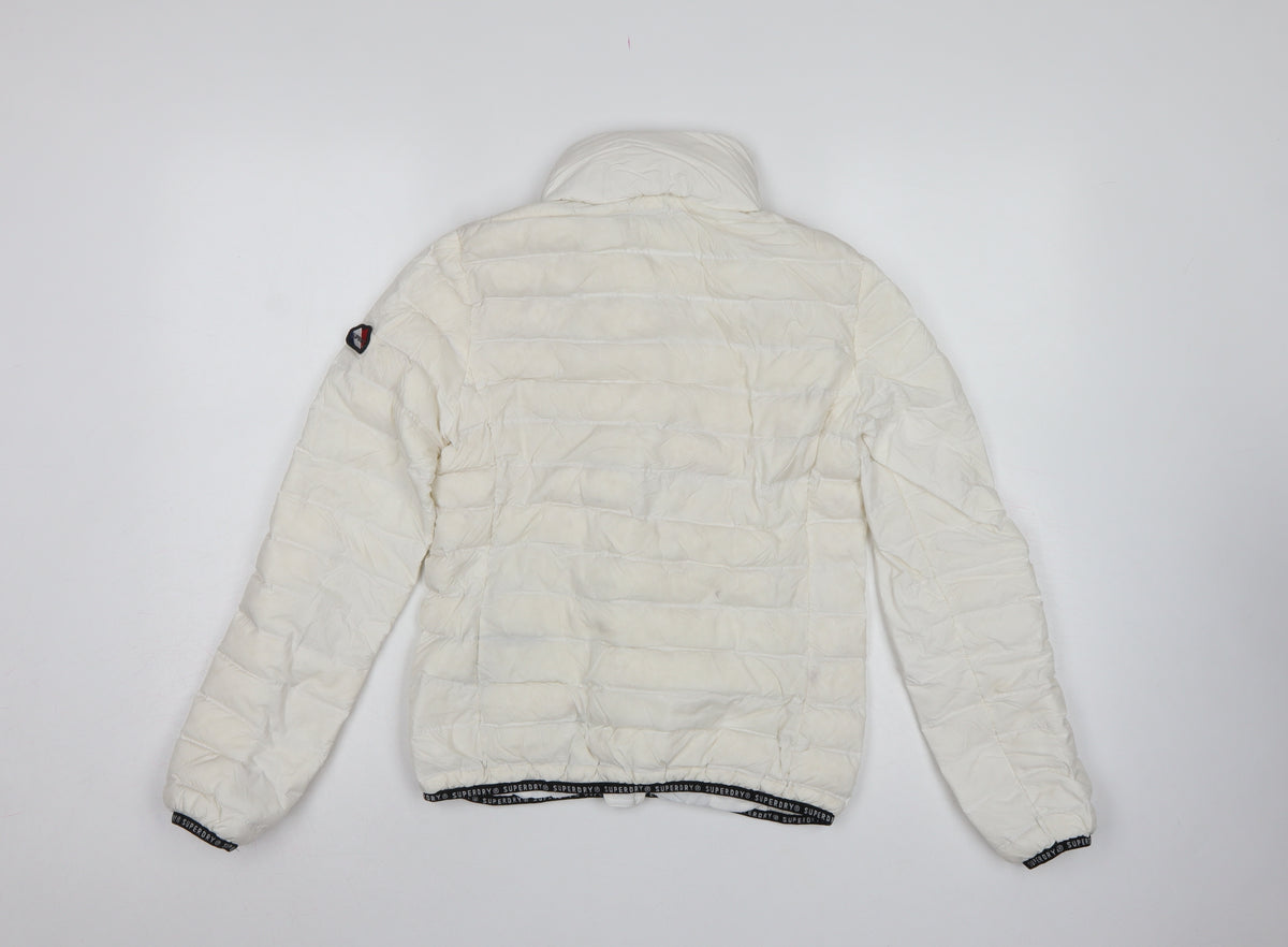 Superdry Women White UK 8 Altitude Puffer Jacket Quilted Zip