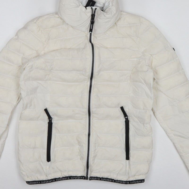 Superdry Women White UK 8 Altitude Puffer Jacket Quilted Zip