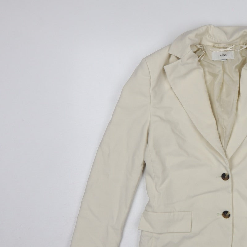 Marks and Spencer Women Ivory UK 6 Tailored 2 Button Blazer Jacket