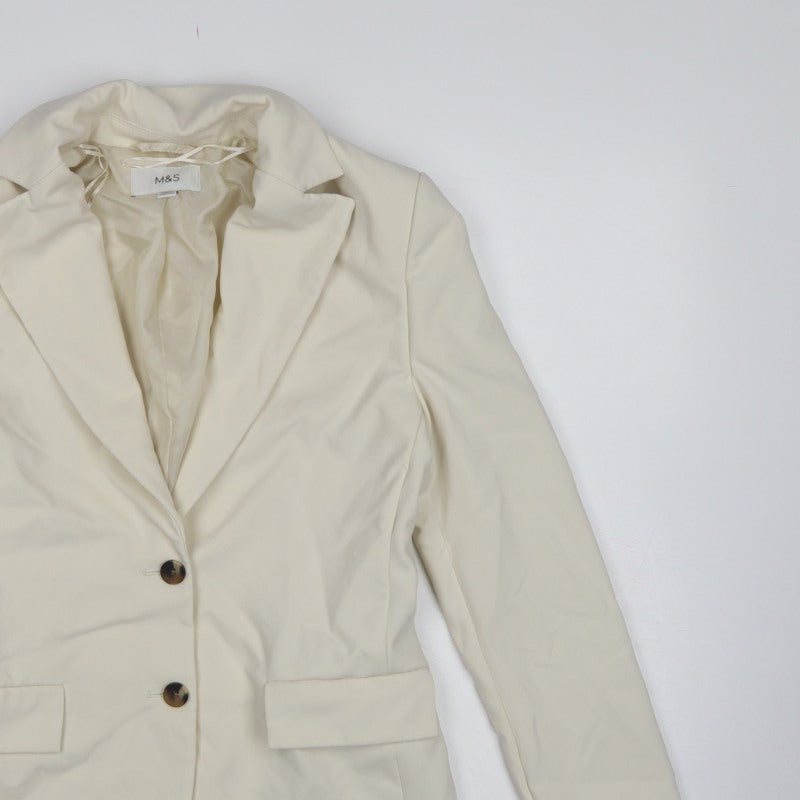 Marks and Spencer Women Ivory UK 6 Tailored 2 Button Blazer Jacket