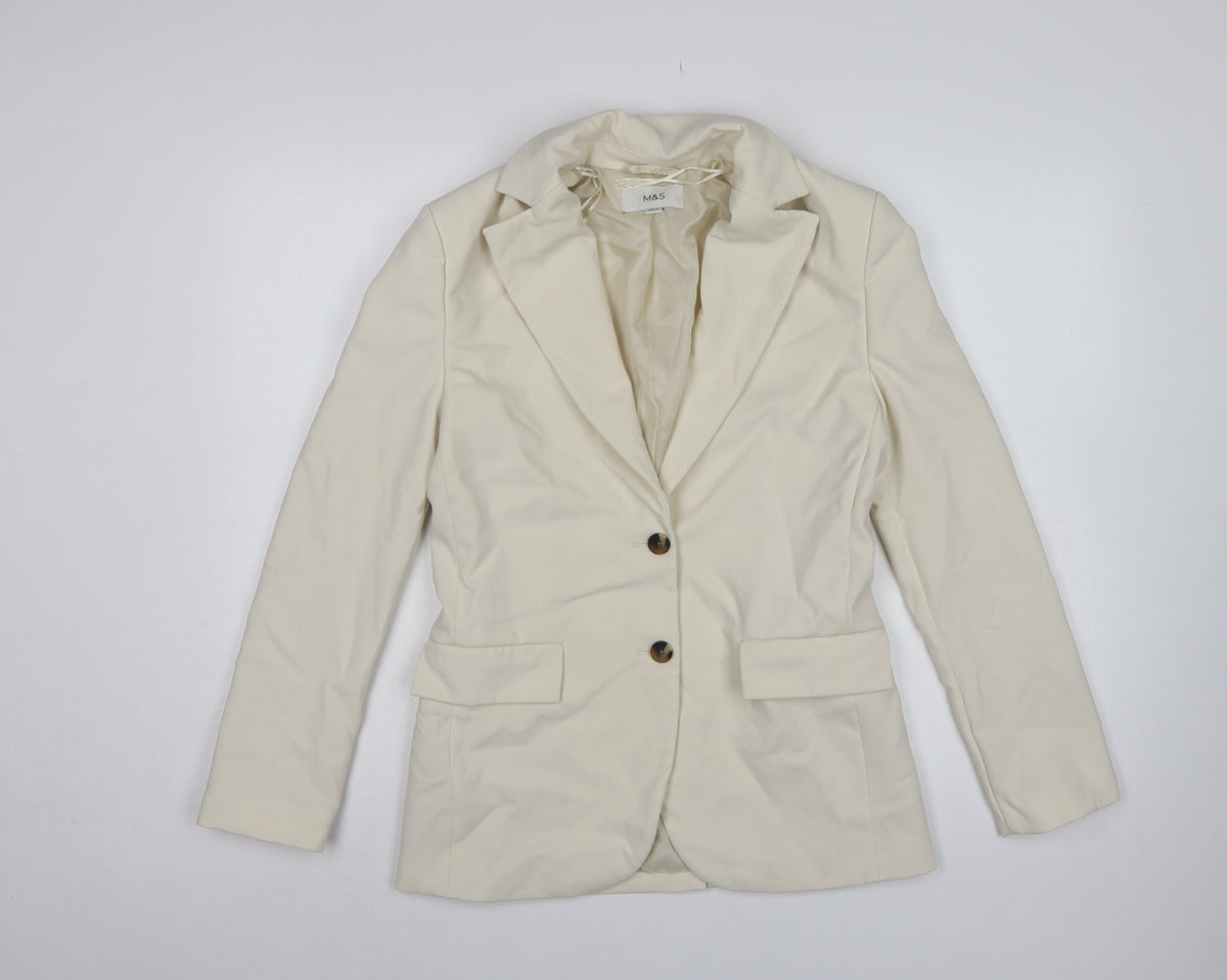 Marks and Spencer Women Ivory UK 6 Tailored 2 Button Blazer Jacket