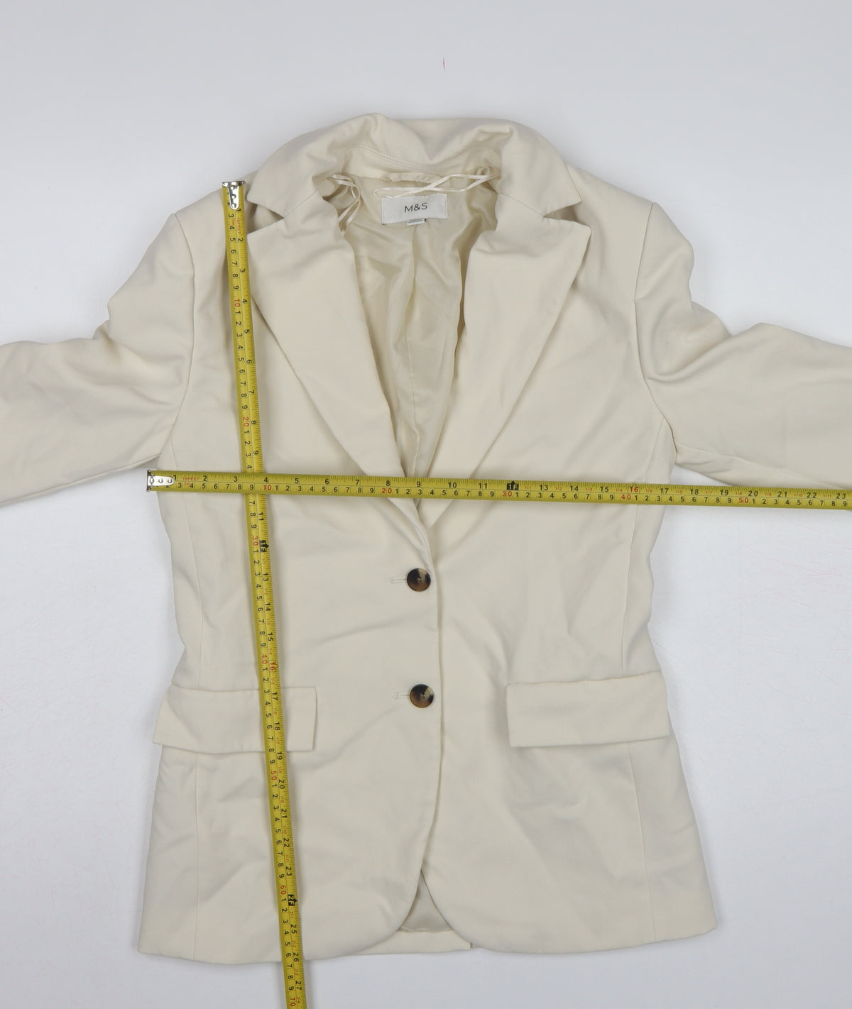 Marks and Spencer Women Ivory UK 6 Tailored 2 Button Blazer Jacket