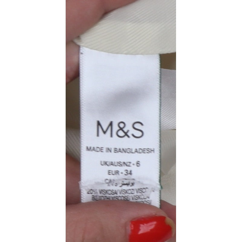 Marks and Spencer Women Ivory UK 6 Tailored 2 Button Blazer Jacket