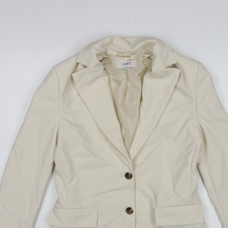Marks and Spencer Women Ivory UK 6 Tailored 2 Button Blazer Jacket