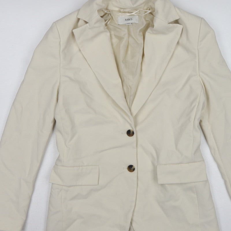 Marks and Spencer Women Ivory UK 6 Tailored 2 Button Blazer Jacket