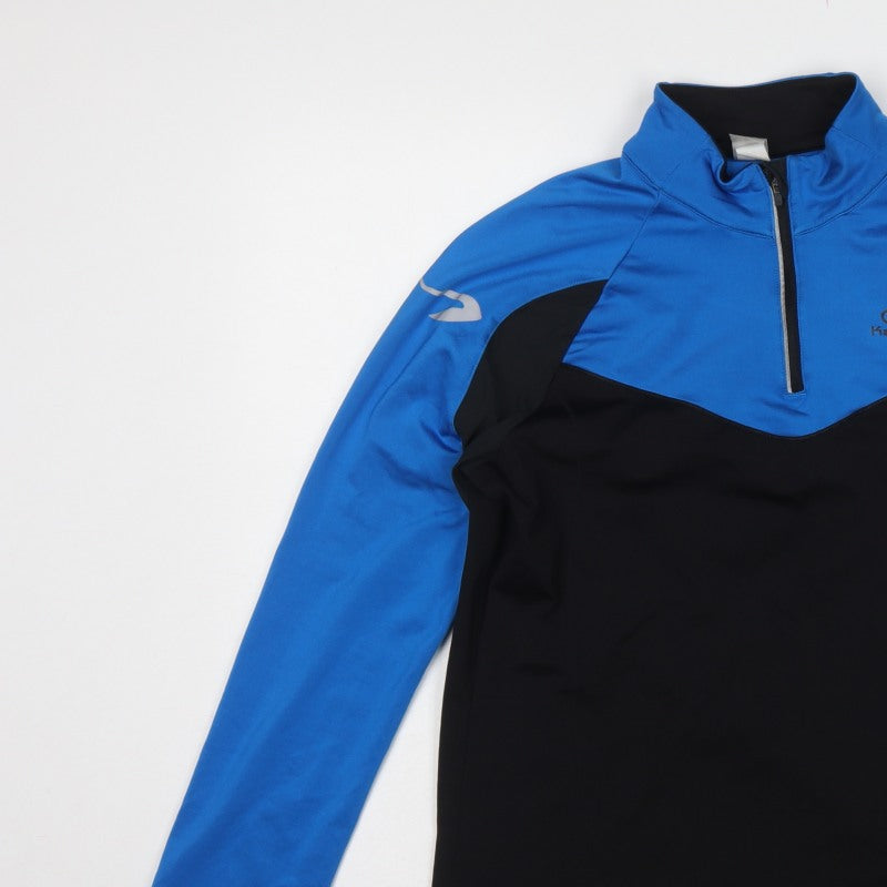 Kalenji Men’s Blue Black M 1/4 Zip Running Sweatshirt Reflective