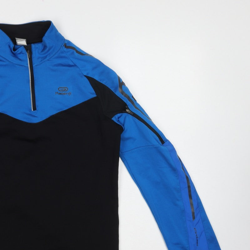 Kalenji Men’s Blue Black M 1/4 Zip Running Sweatshirt Reflective