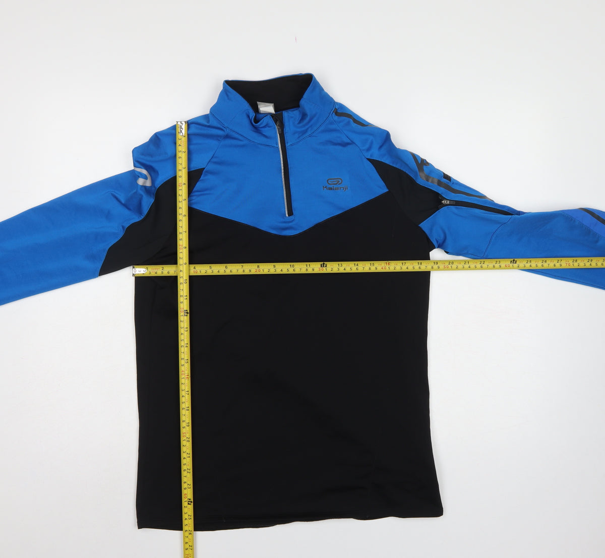 Kalenji Men’s Blue Black M 1/4 Zip Running Sweatshirt Reflective