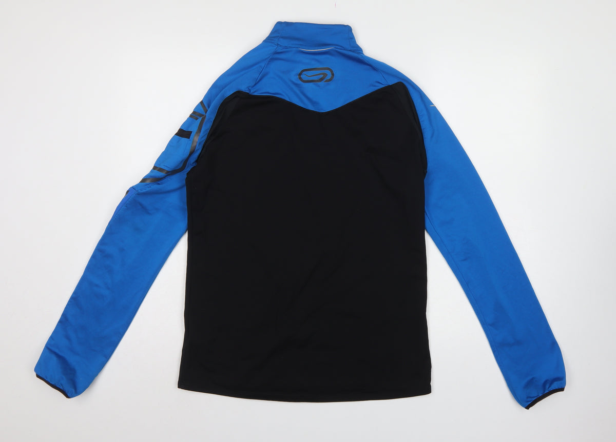Kalenji Men’s Blue Black M 1/4 Zip Running Sweatshirt Reflective