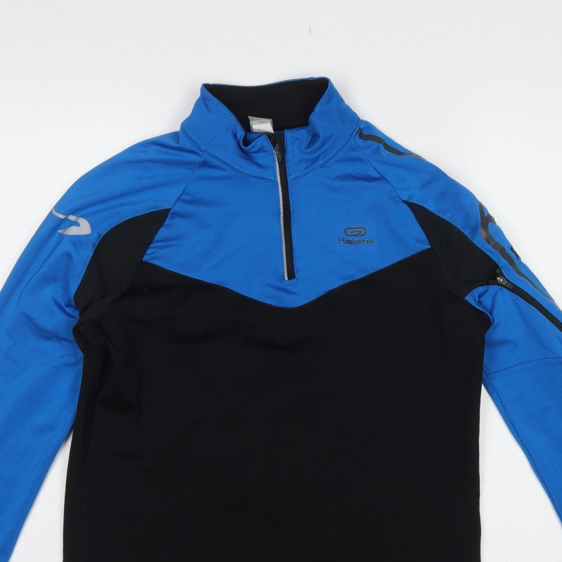 Kalenji Men’s Blue Black M 1/4 Zip Running Sweatshirt Reflective