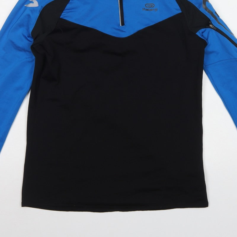 Kalenji Men’s Blue Black M 1/4 Zip Running Sweatshirt Reflective
