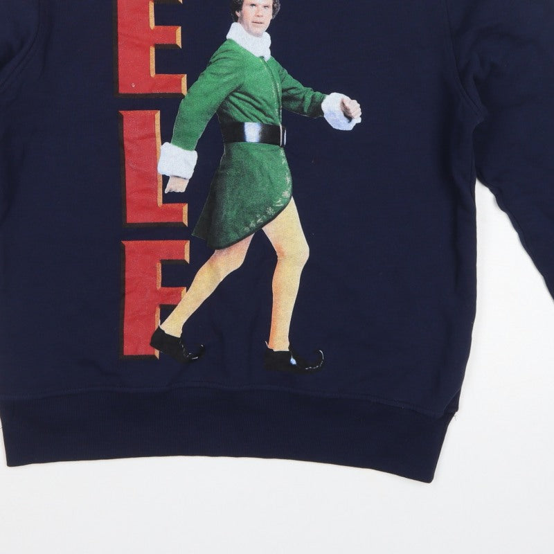 Cedar Wood State Men’s Blue L Elf Christmas Graphic Pullover Sweatshirt