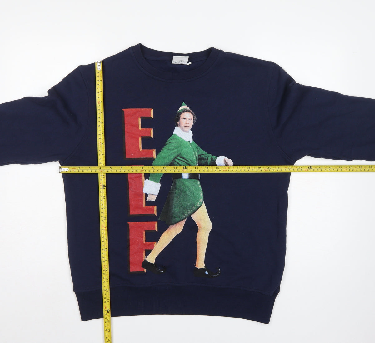 Cedar Wood State Men’s Blue L Elf Christmas Graphic Pullover Sweatshirt