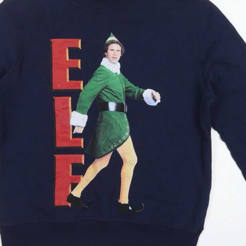 Cedar Wood State Men’s Blue L Elf Christmas Graphic Pullover Sweatshirt