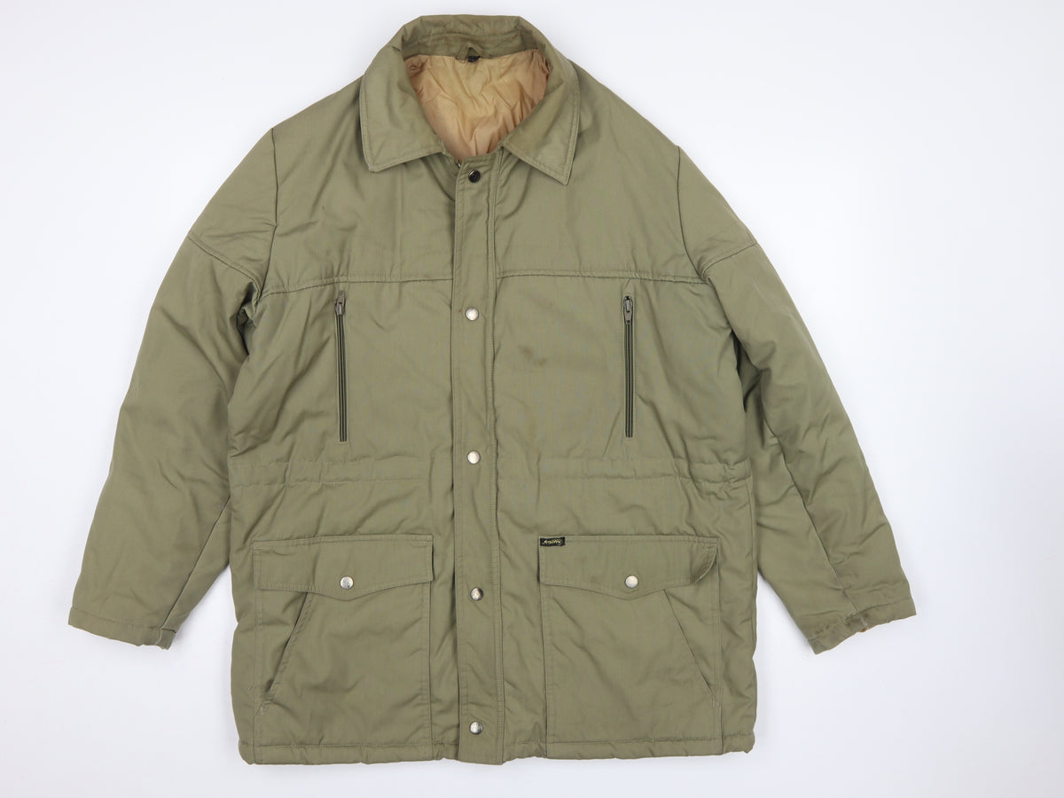 Aquatic Men’s Green L Padded Parka Jacket Full Zip