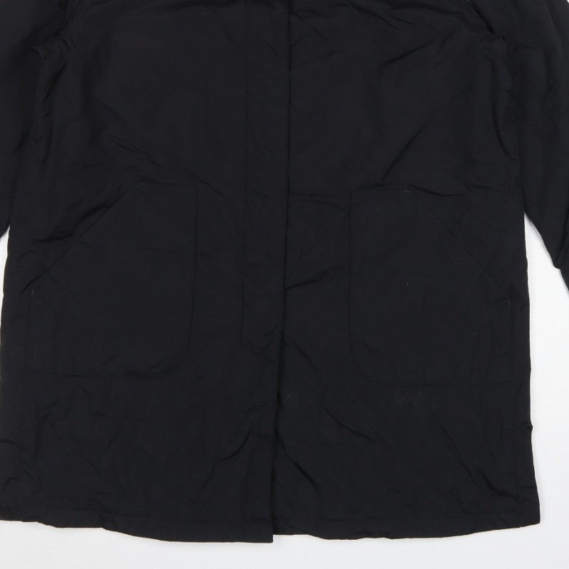 Dannimac Women Black L Long Padded Basic Jacket Coat Pockets