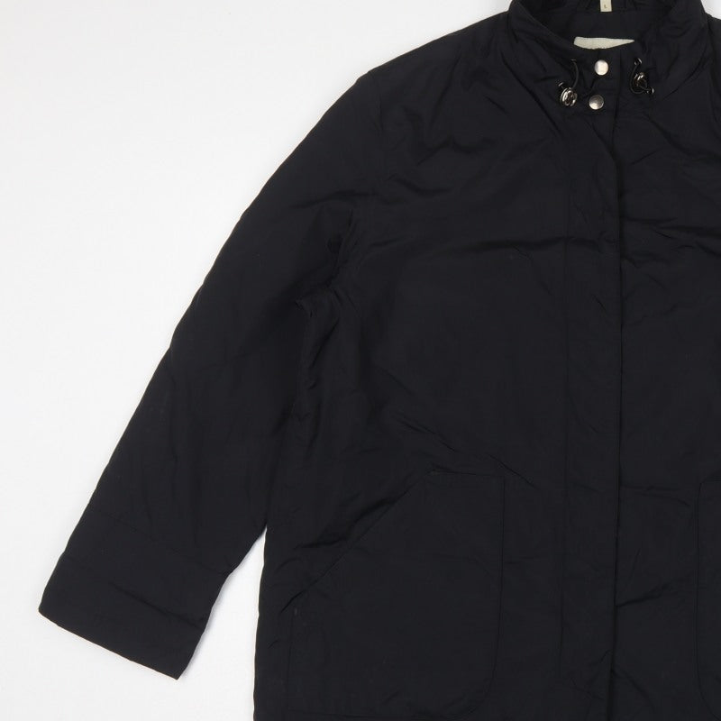 Dannimac Women Black L Long Padded Basic Jacket Coat Pockets