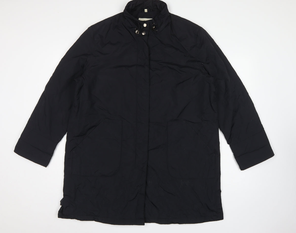 Dannimac Women Black L Long Padded Basic Jacket Coat Pockets