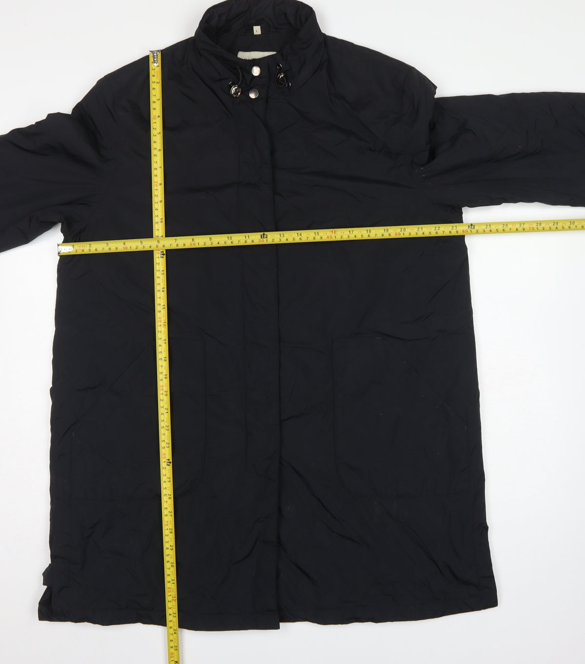 Dannimac Women Black L Long Padded Basic Jacket Coat Pockets