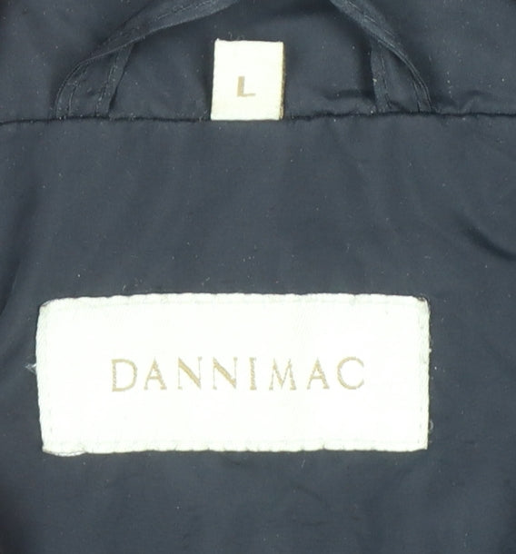 Dannimac Women Black L Long Padded Basic Jacket Coat Pockets