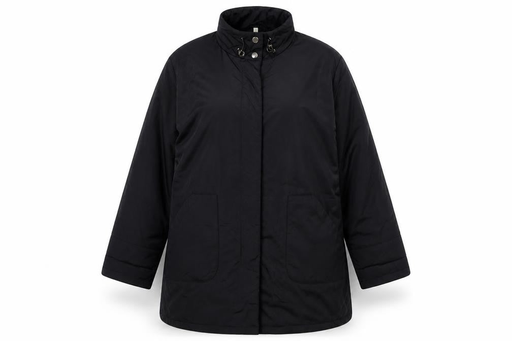 Dannimac Women Black L Long Padded Basic Jacket Coat Pockets