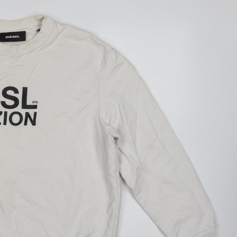 Diesel Men’s Ivory S Pullover Crew Neck Graphic Sweatshirt