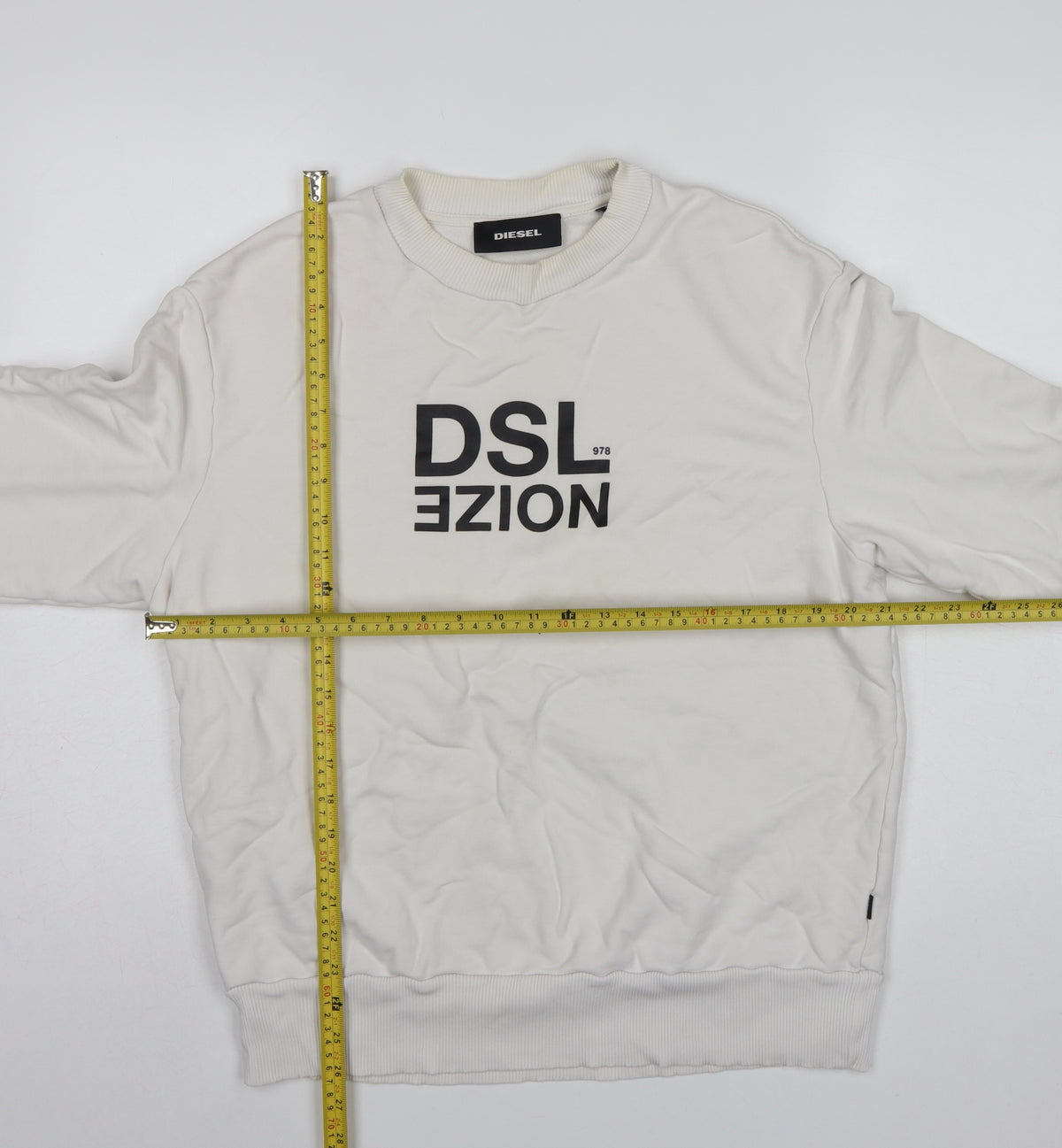 Diesel Men’s Ivory S Pullover Crew Neck Graphic Sweatshirt