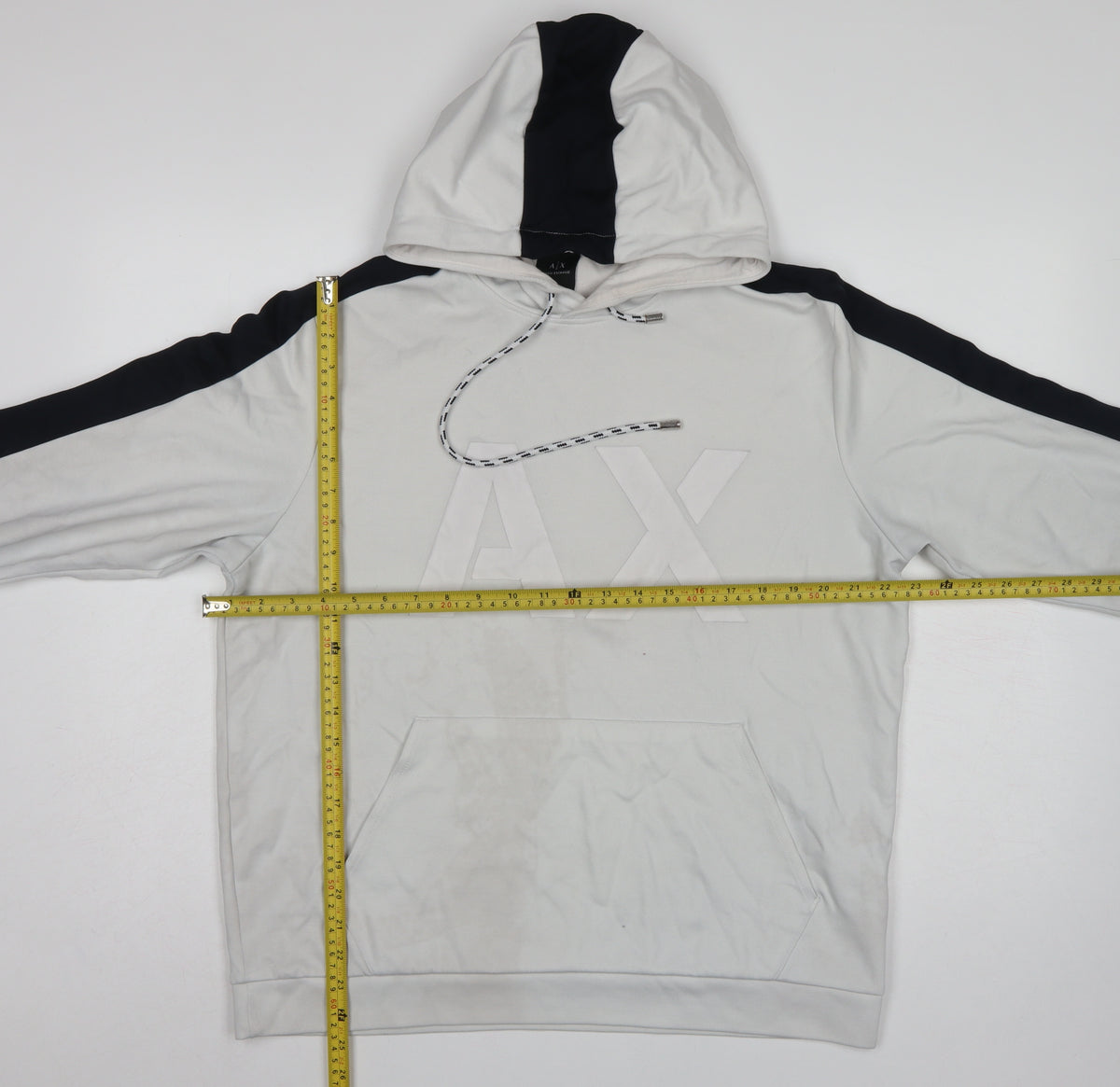 Armani Exchange Men’s White Black Logo Pullover Hoodie L