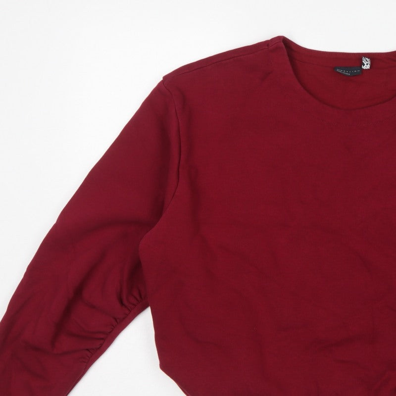 ASOS DESIGN Women Red M UK 12-14 Balloon Sleeve Pullover Sweatshirt