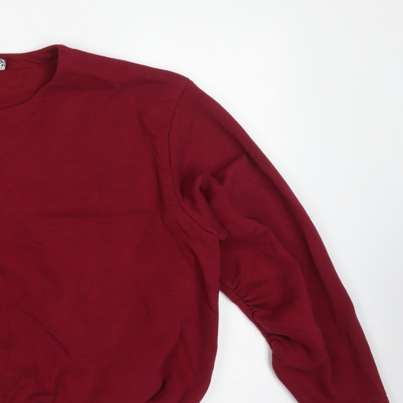 ASOS DESIGN Women Red M UK 12-14 Balloon Sleeve Pullover Sweatshirt