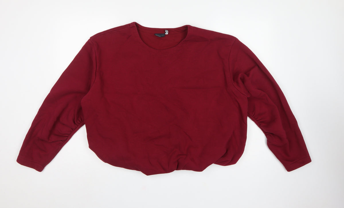 ASOS DESIGN Women Red M UK 12-14 Balloon Sleeve Pullover Sweatshirt