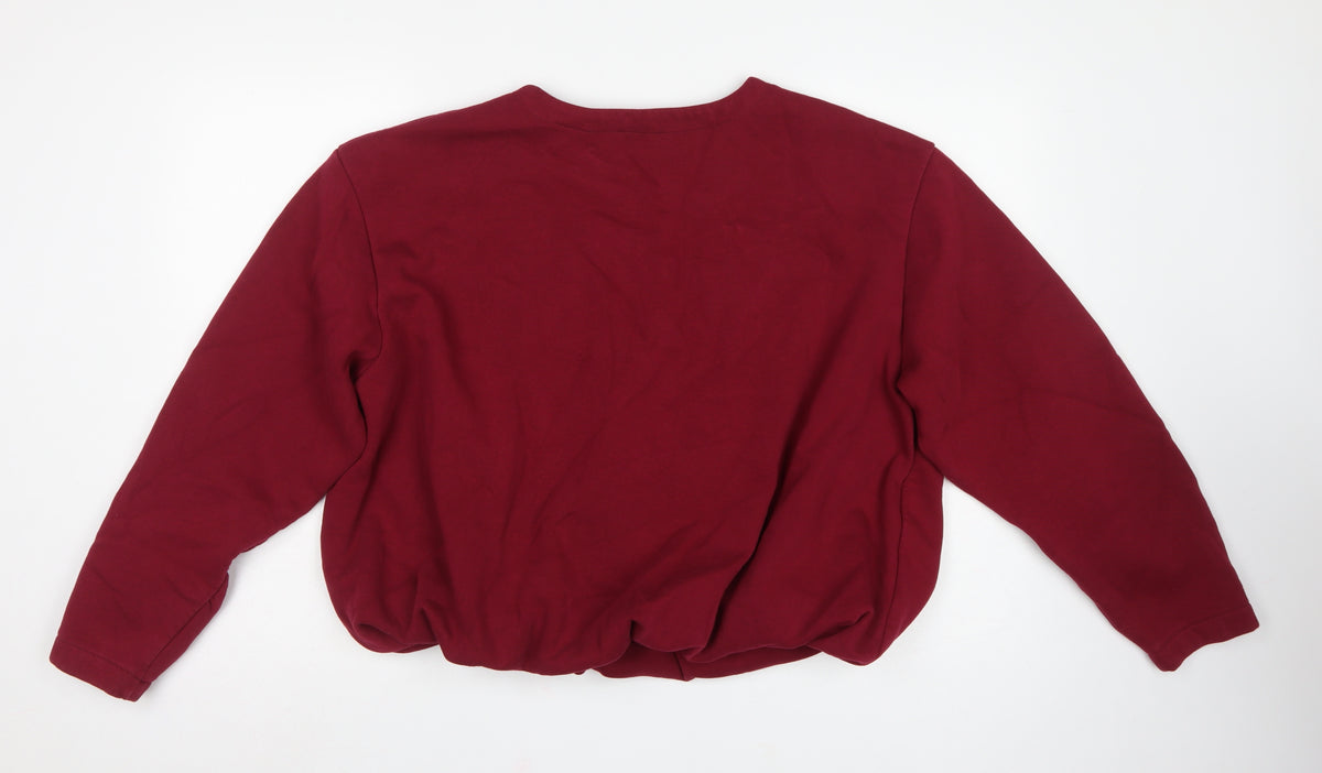 ASOS DESIGN Women Red M UK 12-14 Balloon Sleeve Pullover Sweatshirt