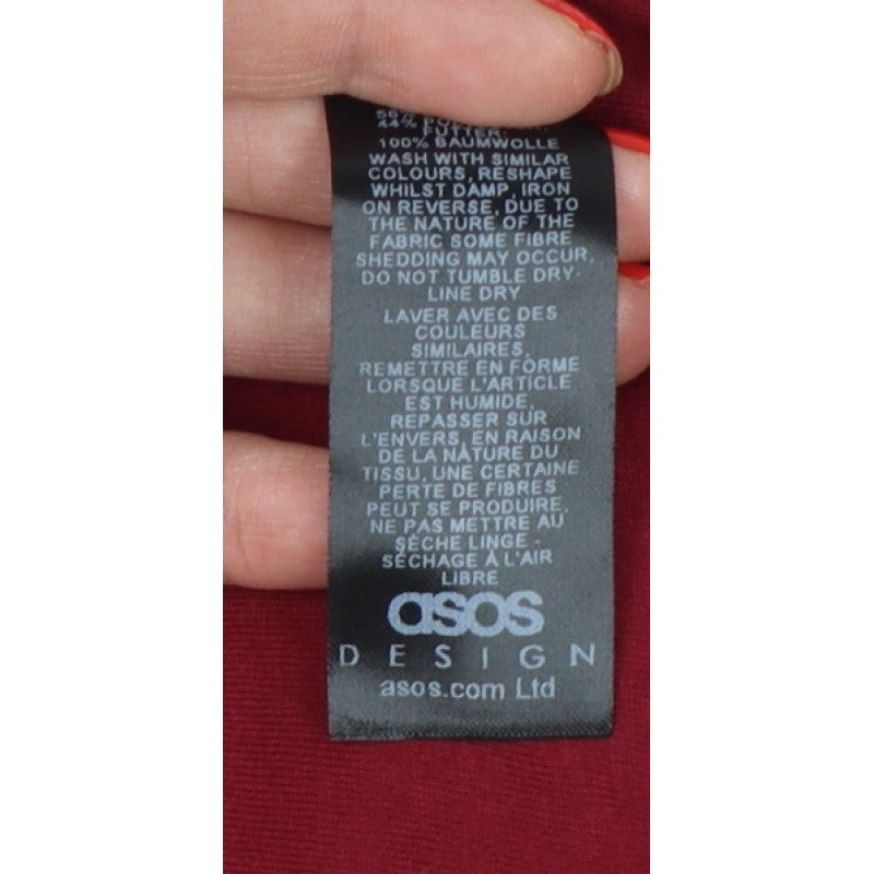 ASOS DESIGN Women Red M UK 12-14 Balloon Sleeve Pullover Sweatshirt